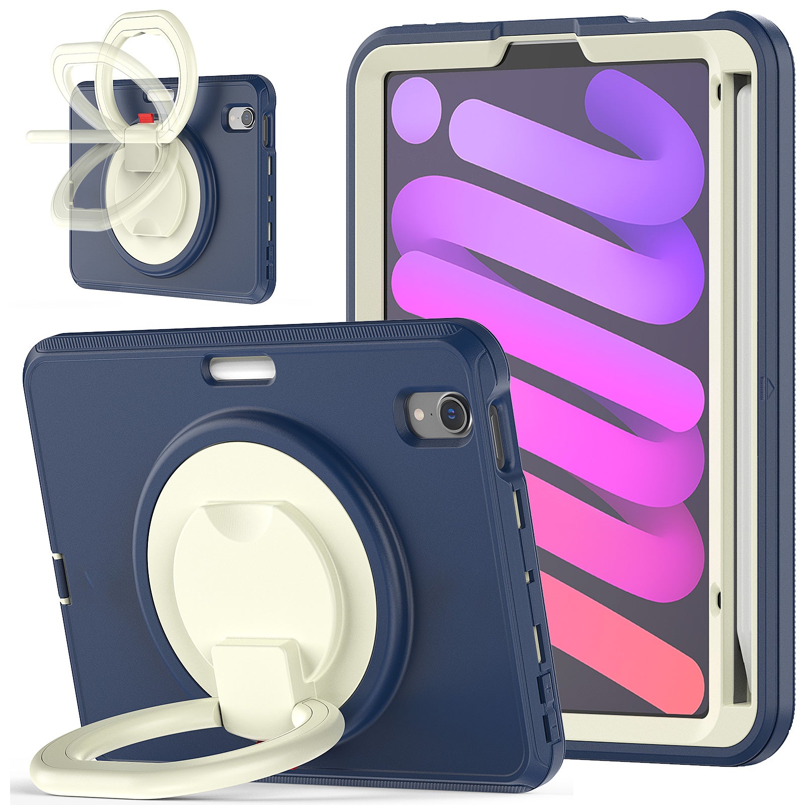 Tablet Case for iPad mini (2021) PC TPU Anti-Drop Protective Cover with Handle Grip Kickstand Tablet Case for iPad mini (2021) PC TPU Anti-Drop Protective Cover with Handle Grip Kickstand